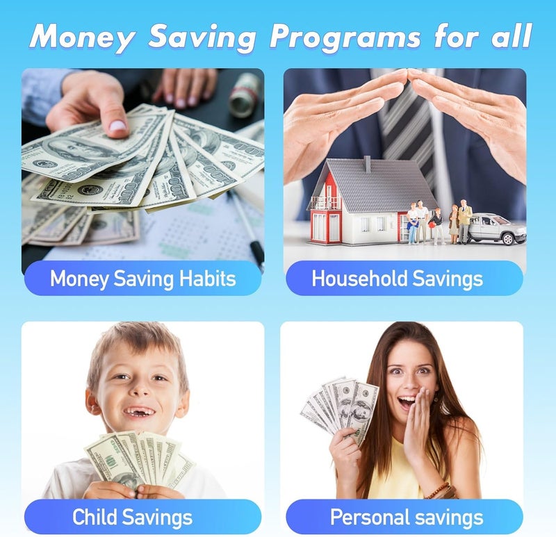 gusutide 100 Envelope Savings Challenge Binder, Money Saving Binder with Cash Envelopes, from 30 Days to 52 Weeks, to Save $500,$5,050 and $10,000, back to school supplies,gift for children (sparkling blue-A6) - Image 5